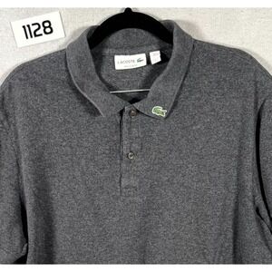Lacoste Pique Polo Shirt Mens 2XL Gray Regular Fit Cotton Short Sleeve Tennis